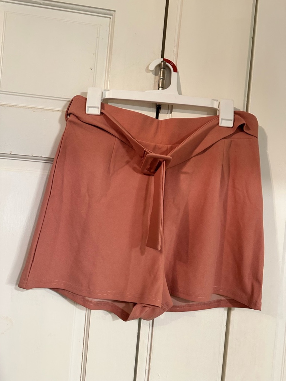 Fashion Nova Women’s High-Waist Belted Shorts — Dusty Rose Stretch Worn once!